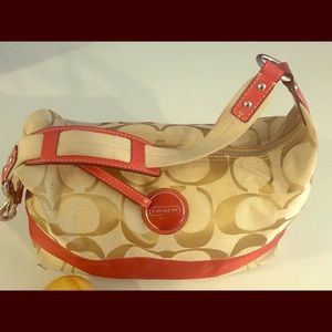 Tan and coral coach purse!